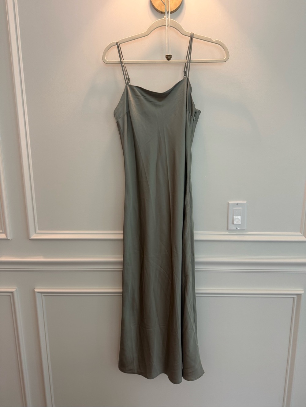Abercrombie and Fitch Satin Slip Dress in Sage Green - Elegant Spaghetti Strap